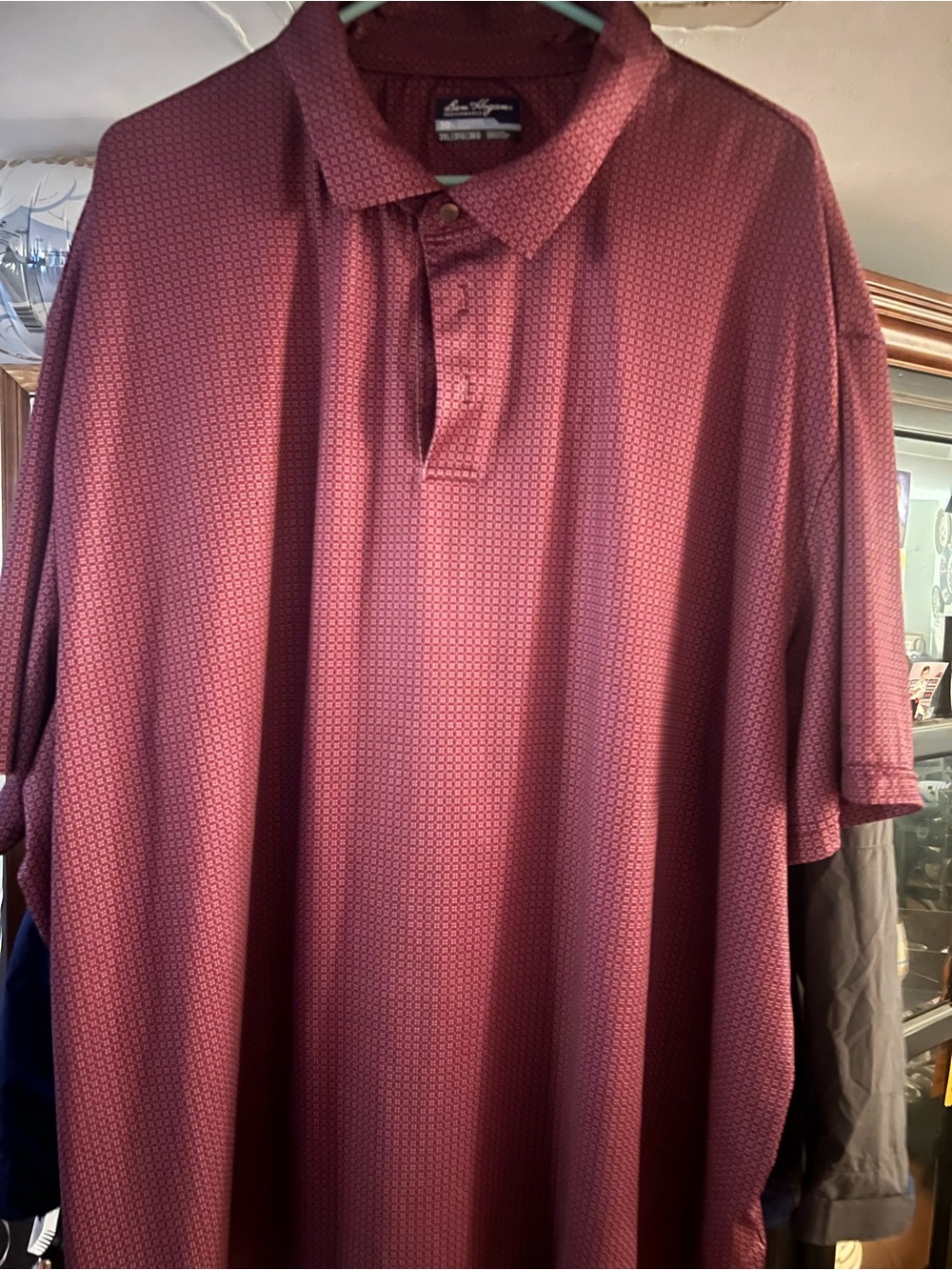 Ben Hogan Men's Burgundy Patterned golf Polo 3XL